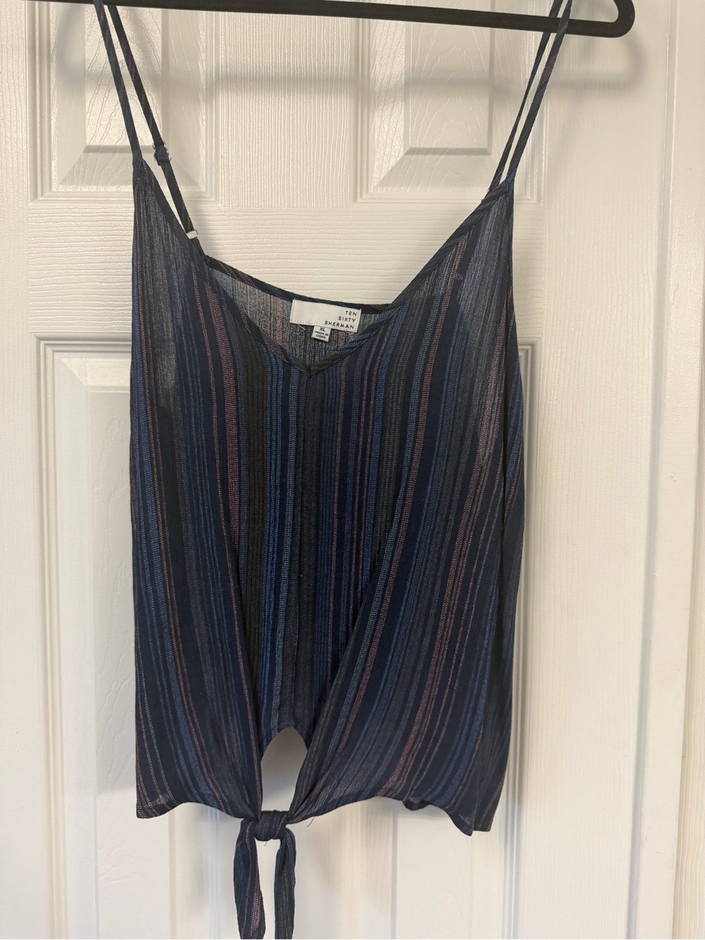 Nordstrom Striped Navy Blue Tie-Front Cami